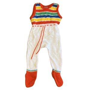 Glanzarn Baby Size 3-6 Months (68cm) German Vintage One Piece Striped Footies